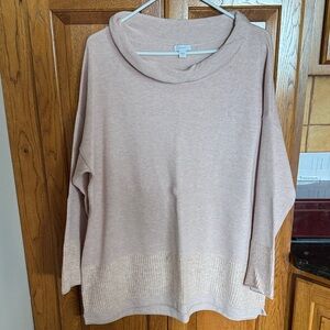 Women's Cowl Neck Sweater - Light Pink